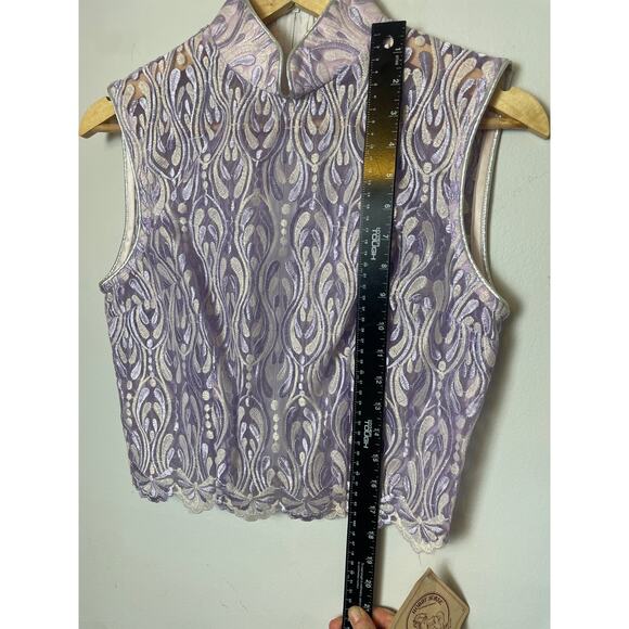 NOS Western Women's Lavender Sheer Cropped Blouse Formal Size Small Pastel - Picture 8 of 11